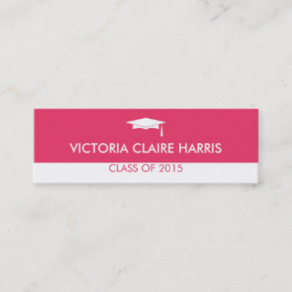 Modern pink colour block graduation name card