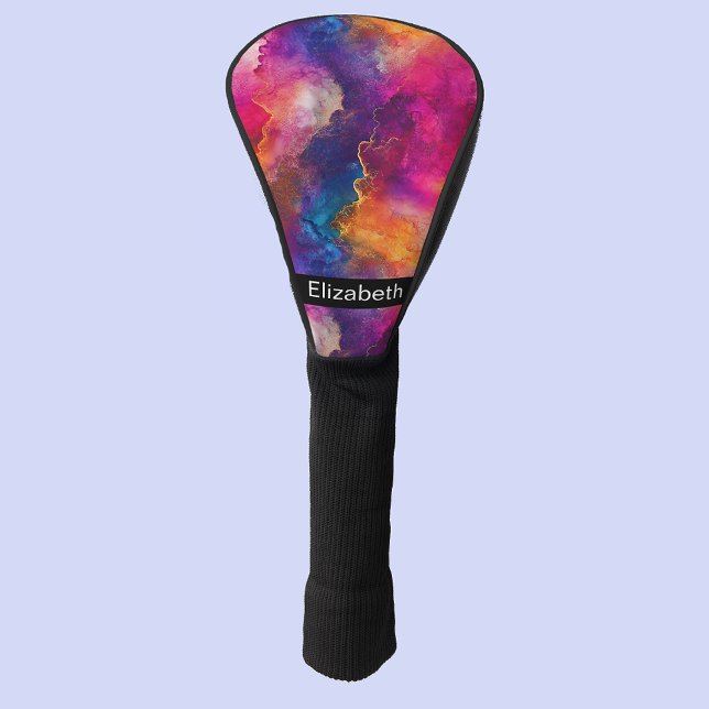 Modern Pink Colour Fusion Personalised Golf Head Cover (Creator Uploaded)