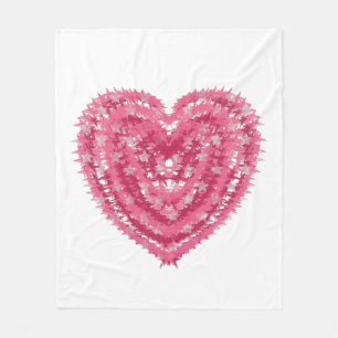 Modern Pink Confetti Heart   Valentine's Day Art Fleece Blanket
