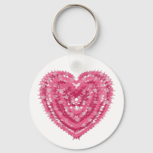 Modern Pink Confetti Heart   Valentine's Day Art Key Ring