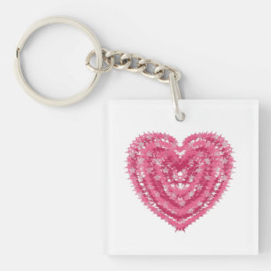 Modern Pink Confetti Heart   Valentine's Day Art Key Ring