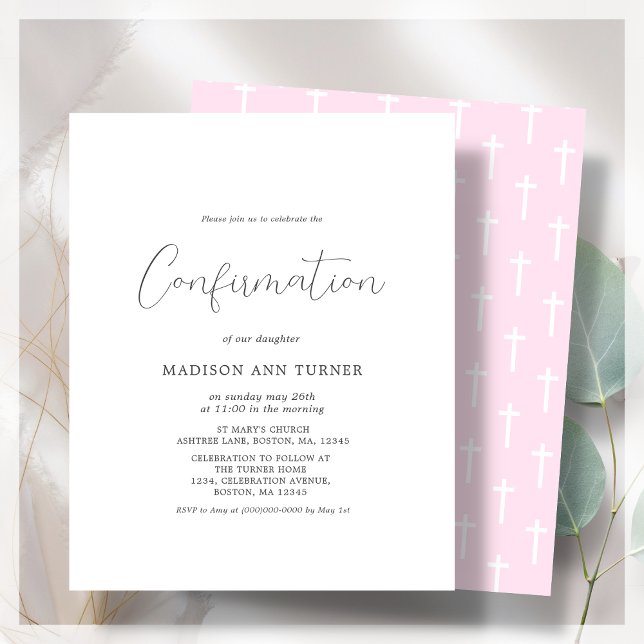 Modern Pink | Confirmation Budget Invitation (Creator Uploaded)