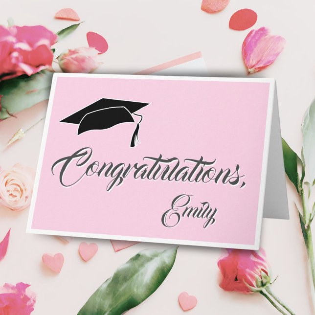 Modern Pink Congratulations Graduation Card (Creator Uploaded)