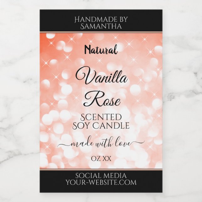 Modern Pink Coral Glitter Product Packaging Labels (Single Label)