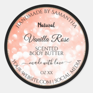 Modern Pink Coral Glitter Product Packaging Labels