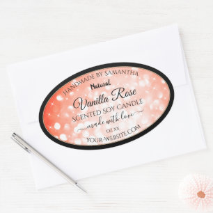 Modern Pink Coral Glitter Product Packaging Labels