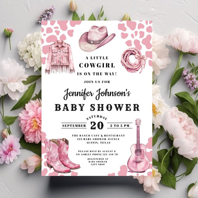 Modern Pink Cowgirl Baby Shower Invitation (Modern Pink Cowgirl Baby Shower Invitation
)