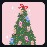 Modern Pink Cowgirl Western Boots Christmas   Square Sticker<br><div class="desc">Cowgirl boots Christmas tree ornaments modern retro illustration. Girly cowgirl boots with stars and heart illustration artwork for trendy, modern, country party. Cowboy boots for girls, pink cowgirl farm birthday gifts and stationery in pastel aesthetic colours. Cowboy cow animal print country western farm girl bridal shower, wedding decor, baby shower,...</div>