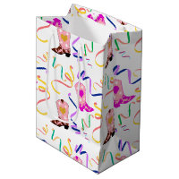 Modern Pink Cowgirl Western Boots Confetti White