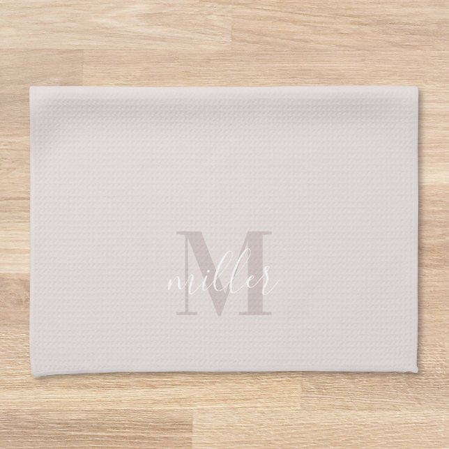 Modern Pink Custom Family Name Monogram Tea Towel (Creator Uploaded)