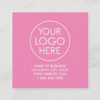 Modern Pink Custom Logo and QR Code Square Card