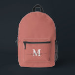 Modern Pink Custom Monogram Name Printed Backpack<br><div class="desc">Modern Pink Custom Monogram Name Printed Backpack</div>