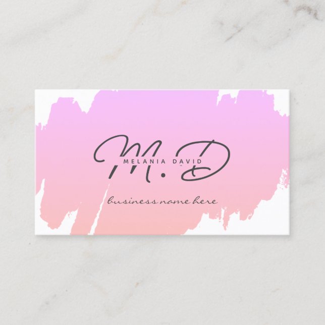 Modern Pink Custom Monogram QR Code Minimal Calling Card (Front)