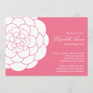 Modern Pink Dahlia Bloom Birthday Party Invitation