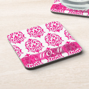 Modern Pink damask mothers Coaster