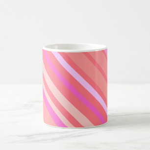 Modern Pink Diagonal Stripes Coffee Mug