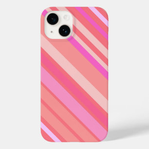 Modern Pink Diagonal Stripes Cute Case-Mate iPhone 14 Case