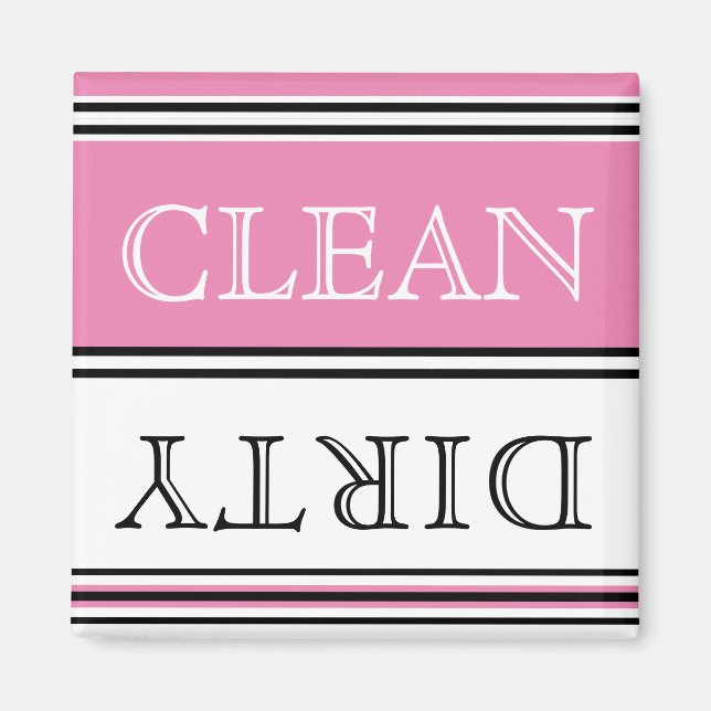 Modern Pink Dishwasher Dirty Clean Magnet (Front)