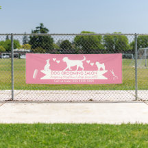 Modern Pink Dog Silhouette Dog Grooming Salon