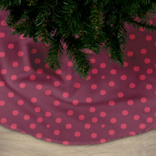 Modern Pink Dot Print Brushed Polyester Tree Skirt