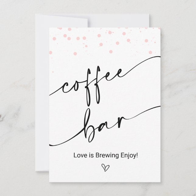 Modern Pink Dots Coffee Bar Sign  Invitation (Front)