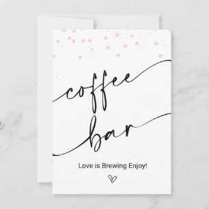 Modern Pink Dots Coffee Bar Sign  Invitation