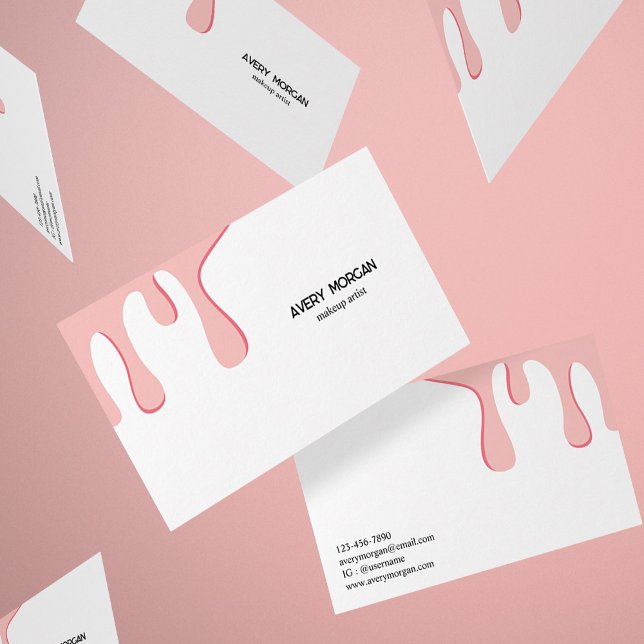 Modern Pink Drip Makeup Artist Business Card  (Creator Uploaded)