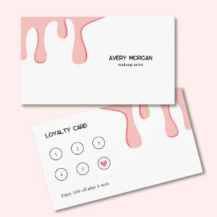 Modern Pink Drip Makeup Artist Loyalty Card