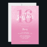 Modern Pink Elegant 16th Birthday Invitation<br><div class="desc">A simple modern 16th birthday invitation featuring elegant calligraphy script typography and minimalist design in pink and white colour.</div>