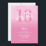 Modern Pink Elegant 16th Birthday Invitation<br><div class="desc">A simple modern 16th birthday invitation featuring elegant calligraphy script typography and minimalist design in pink and white colour.</div>