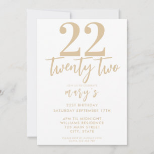 Modern pink elegant 22nd birthday invitation
