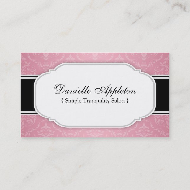 Modern Pink Elegant Damask Appointment Cards (Front)