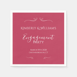 Modern Pink Elegant Hearts Engagement Party Napkin