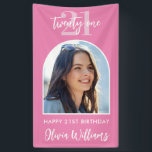 Modern Pink Elegant Photo 21st Birthday Sign<br><div class="desc">A simple modern photo 21st birthday banner sign featuring your personalised photo and details in an elegant minimalist design of pink and white colour.</div>