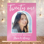 Modern Pink Elegant Photo 21st Birthday Sign<br><div class="desc">A simple modern photo 21st birthday sign featuring your personalised photo and details in an elegant minimalist design of pink and white colour.</div>