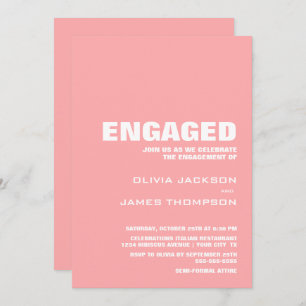 Modern Pink Engagement Party Invitation