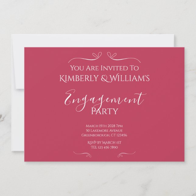 Modern Pink Engagement Party Invitation (Front)