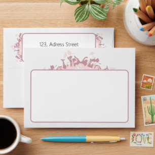 Modern Pink Feminine Graduate Silhouette Border Envelope