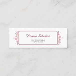 Modern Pink Feminine Graduate Silhouette Border  Mini Business Card