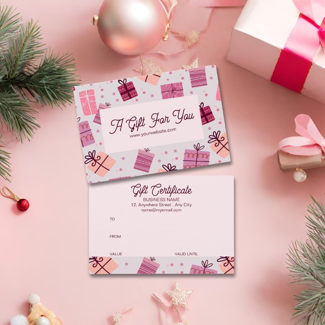 Modern Pink Festive Business Gift Certificate (Creator Uploaded)