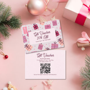 Modern Pink Festive Christmas  Business Discount Card