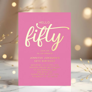 Modern Pink Fifty And Fabulous 50th Birthday Gold