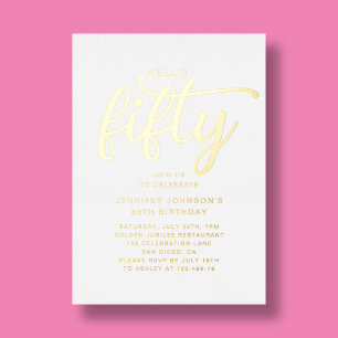 Modern Pink Fifty And Fabulous 50th Birthday Gold