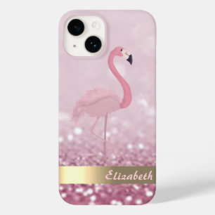 Modern Pink Flamingo Glitter Bokeh Case-Mate iPhone 14 Case