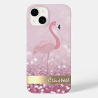 Modern Pink Flamingo Glitter Bokeh