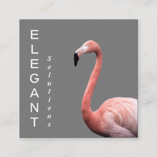 Modern Pink Flamingo Minimalist Square Business Ca Card
