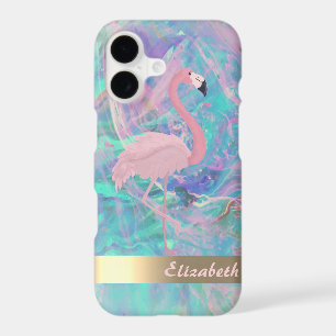 Modern Pink Flamingo Opal Iridescent