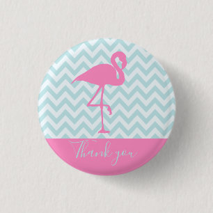 Modern Pink Flamingo, Thank You 3 Cm Round Badge