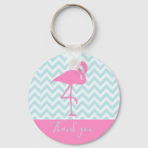 Modern Pink Flamingo, Thank You Key Ring