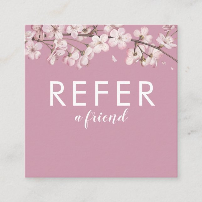 Modern Pink Floral Blossom Referral Card (Front)